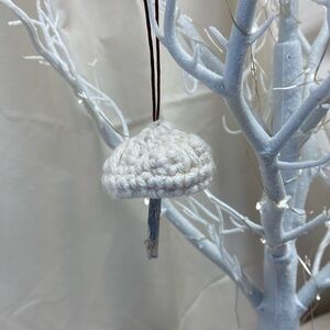 Christmas mushroom crochet ornament